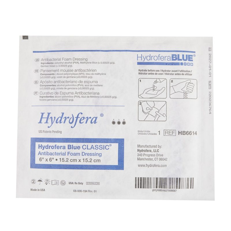 Hydrofera Blue Classic 6 X 6 Inch Square Non-Adhesive without Border - Medical Supply Surplus