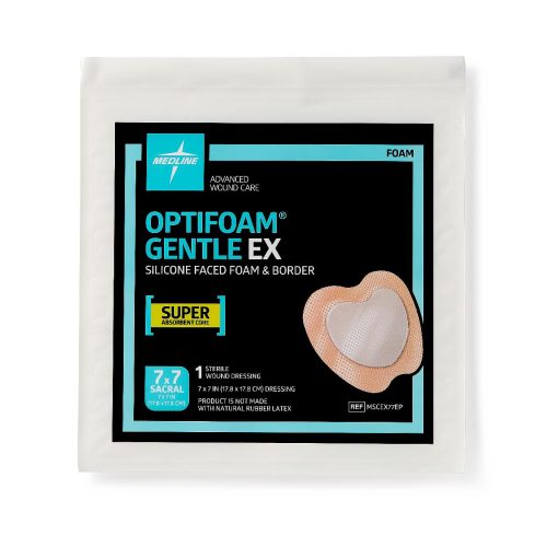 Optifoam Gentle EX 7" x 7" Silicone Faced Border Sacrum Dressing - MSCEX77EP - Medical Supply Surplus