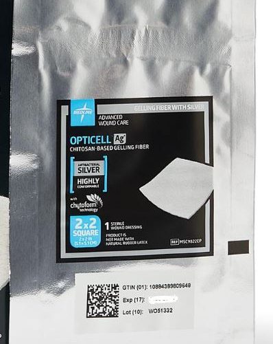 Opticell Ag+  2" x 2" Silver Antibacterial Wound Dressing - MSC9822EP - Medical Supply Surplus