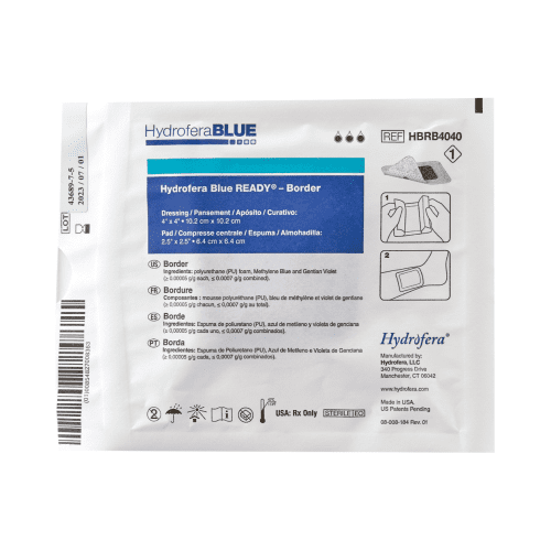 Hydrofera BLUE® READY-Border™ 4 X 4 Inch with Border - Medical Supply Surplus